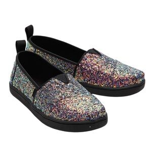 TOMS Kids Glitter Shoes Tiny Alpargata - Black Multi size 4